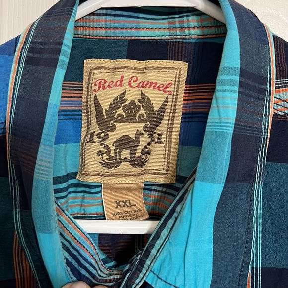 Red Camel Mens Light Blue Long Sleeve Button Up Plaid Shirt 2XL - Picture 4 of 5